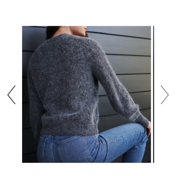 Quince Alpaca Wool Blend Cropped Cardigan Sweater M Medium Gray - Picture 3 of 16